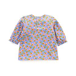 Babyhug Three Fourth Sleeves Top with Smocking and Frill Detailing & Floral Print - Blue
