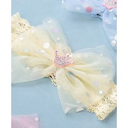 Babyhug Free Size Headbands with Bow Applique Sequin Embellished Pack of 3 - Pink Yellow & Blue