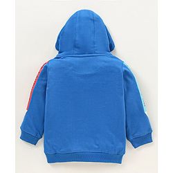 Babyhug Full Sleeves Winter Wear Hooded T-Shirt Text Print - Blue