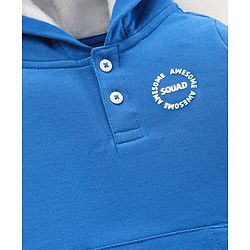 Babyhug Full Sleeves Winter Wear Hooded T-Shirt Text Print - Blue