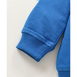 Babyhug Full Sleeves Winter Wear Hooded T-Shirt Text Print - Blue