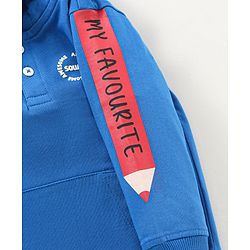Babyhug Full Sleeves Winter Wear Hooded T-Shirt Text Print - Blue