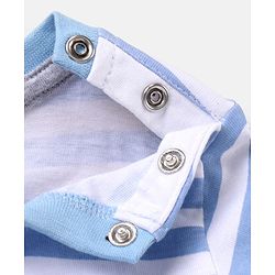 Babyhug Full Sleeves Striped T-Shirt Bear Print - White Blue
