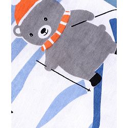 Babyhug Full Sleeves Striped T-Shirt Bear Print - White Blue