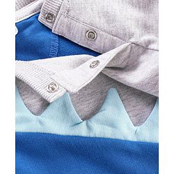 Babyhug Full Sleeves T-Shirt with Applique and Text Print - White Melange and Blue