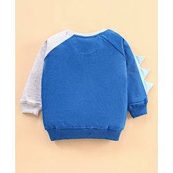Babyhug Full Sleeves T-Shirt with Applique and Text Print - White Melange and Blue
