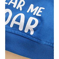 Babyhug Full Sleeves T-Shirt with Applique and Text Print - White Melange and Blue