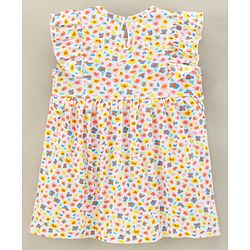Babyhug 100% Cotton Short Sleeves Frock - Offwhite