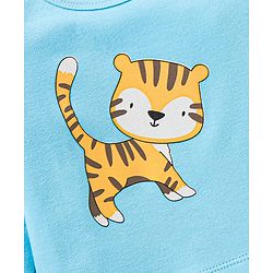 Babyhug 100% Cotton Knit Full Sleeves Onesies Cat Print - Blue