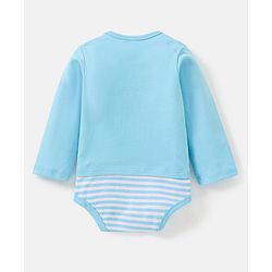 Babyhug 100% Cotton Knit Full Sleeves Onesies Cat Print - Blue