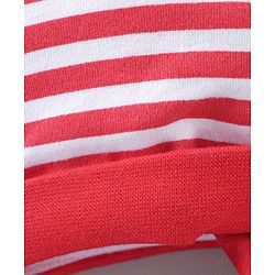 Babyhug 100% Cotton Striped Tie-Knot Cap Red - Diameter 17 cm