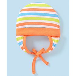 Babyhug 100%  Cotton Tie Knot Stripped Cap  Multicolour - Diameter 10.5 Cm
