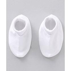 Babyhug 100% Cotton Mittens & Booties Set Solid - White