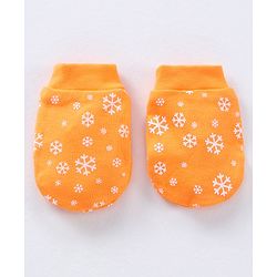 Babyhug 100% Cotton Mittens & Booties Set Ice Frost Print - Orange