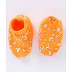 Babyhug 100% Cotton Mittens & Booties Set Ice Frost Print - Orange