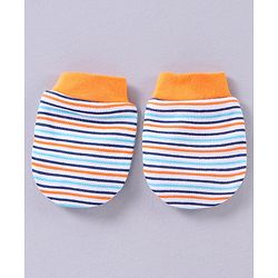 Babyhug 100% Cotton Striped Mittens & Booties - Multicolor