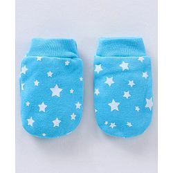 Babyhug 100% Cotton Mittens & Booties Set Star Print - Blue