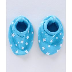 Babyhug 100% Cotton Mittens & Booties Set Star Print - Blue