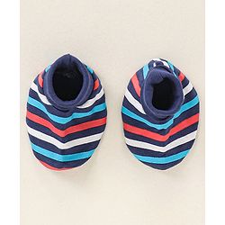 Babyhug 100% Cotton Mittens and Booties Striped - Multicolour