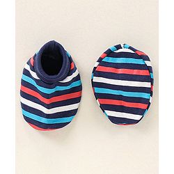 Babyhug 100% Cotton Mittens and Booties Striped - Multicolour