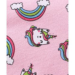 Babyhug 100% Cotton Cap Mittens & Booties Unicorn Print Pink- Diameter 13 cm