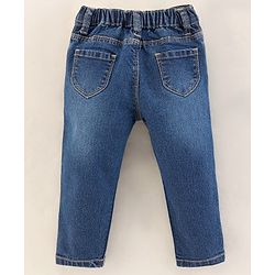 Babyhug Full Length Washed Denim Jeans with Stretch - Dark Blue