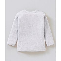 Babyhug Dungaree and Full Sleeves T-Shirt Set Fox Print - White and Blue