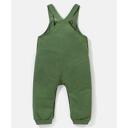 Babyhug 100% Cotton Full Sleeves Tee & Teddy Print Dungaree - Green & Yellow