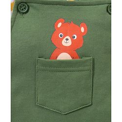Babyhug 100% Cotton Full Sleeves Tee & Teddy Print Dungaree - Green & Yellow
