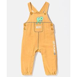 Babyhug Cotton Full Sleeves Tee With Dungaree Dino Print- Blue Orange