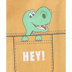 Babyhug Cotton Full Sleeves Tee With Dungaree Dino Print- Blue Orange