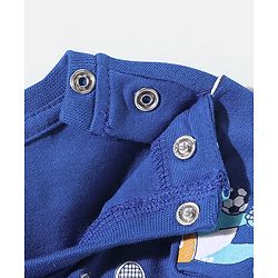 Babyhug Cotton Full Sleeves Tee With Dungaree Dino Print- Blue Orange