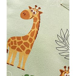 Babyhug Cotton Dungaree With Striped Inner T-Shirt Giraffe & Leaf  Print - Green and Yellow