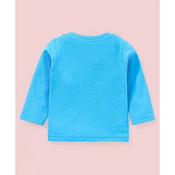Babyhug 100% Cotton Full Sleeves T-Shirt & Dungaree Stripes & Monkey Print - Blue