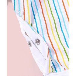 Babyhug 100% Cotton Full Sleeves T-Shirt & Dungaree Stripes & Monkey Print - Blue