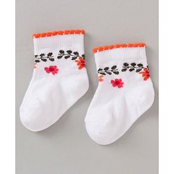 Cute Walk by Babyhug Anti Bacterial Ankle Length Non Terry Socks Flower Print Pack of 5 Pair - Pink