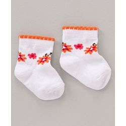 Cute Walk by Babyhug Anti Bacterial Ankle Length Non Terry Socks Flower Print Pack of 5 Pair - Pink