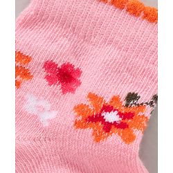 Cute Walk by Babyhug Anti Bacterial Ankle Length Non Terry Socks Flower Print Pack of 5 Pair - Pink