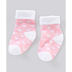 Cute Walk by Babyhug Cotton Anti Bacterial Ankle Length Socks Non Terry Stripes & Polka Dot Design Pack of 3 - Pink