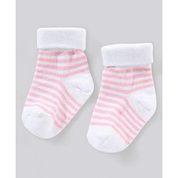 Cute Walk by Babyhug Cotton Anti Bacterial Ankle Length Socks Non Terry Stripes & Polka Dot Design Pack of 3 - Pink