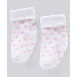 Cute Walk by Babyhug Cotton Anti Bacterial Ankle Length Socks Non Terry Stripes & Polka Dot Design Pack of 3 - Pink
