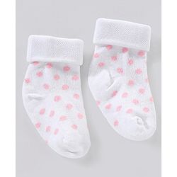 Cute Walk by Babyhug Cotton Anti Bacterial Ankle Length Socks Non Terry Stripes & Polka Dot Design Pack of 3 - Pink