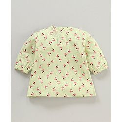 Babyhug Three Fourth Sleeves Top with Lace & Frill Detailing Floral Print - Light Olive