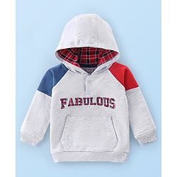 Babyhug Full Sleeves Winter Wear Hooded T-Shirt Text Print - White Melange
