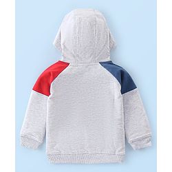 Babyhug Full Sleeves Winter Wear Hooded T-Shirt Text Print - White Melange