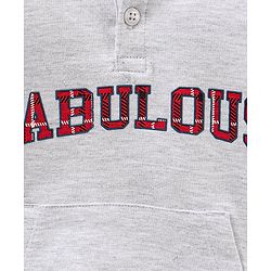 Babyhug Full Sleeves Winter Wear Hooded T-Shirt Text Print - White Melange