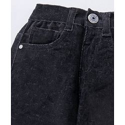 Babyhug Cotton Lycra Woven Full Length Solid Colour Corduroy Pants - Black