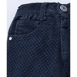 Babyhug Cotton Lycra Woven Full Length Corduroy Pant Solid - Navy Blue