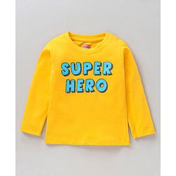 Babyhug Full Sleeves Cotton Striped and Text Printed T-shirts Pack of 3 - Blue Yellow