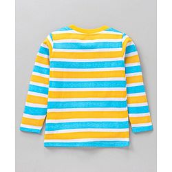 Babyhug Full Sleeves Cotton Striped and Text Printed T-shirts Pack of 3 - Blue Yellow